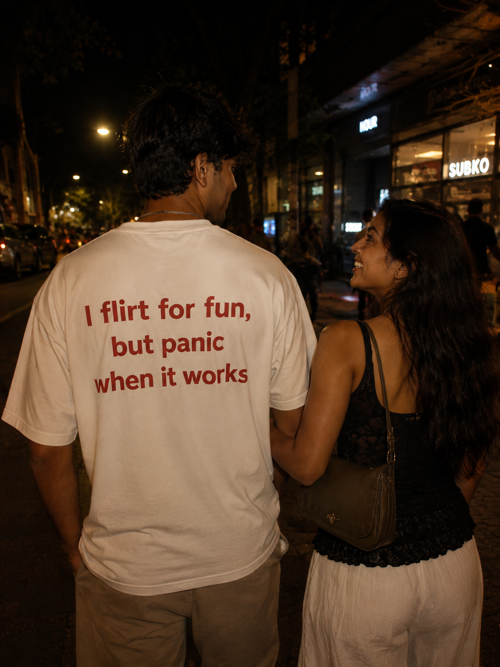I FLIRT FOR FUN BUT PANIC WHEN IT WORKS Unisex Oversized Classic T-Shirt